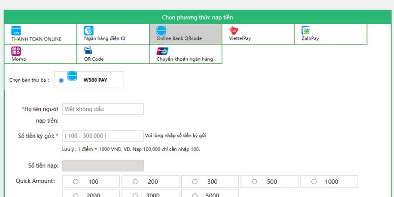 Nạp tiền qua mã QR cũng là phương thức nhanh, đơn giản